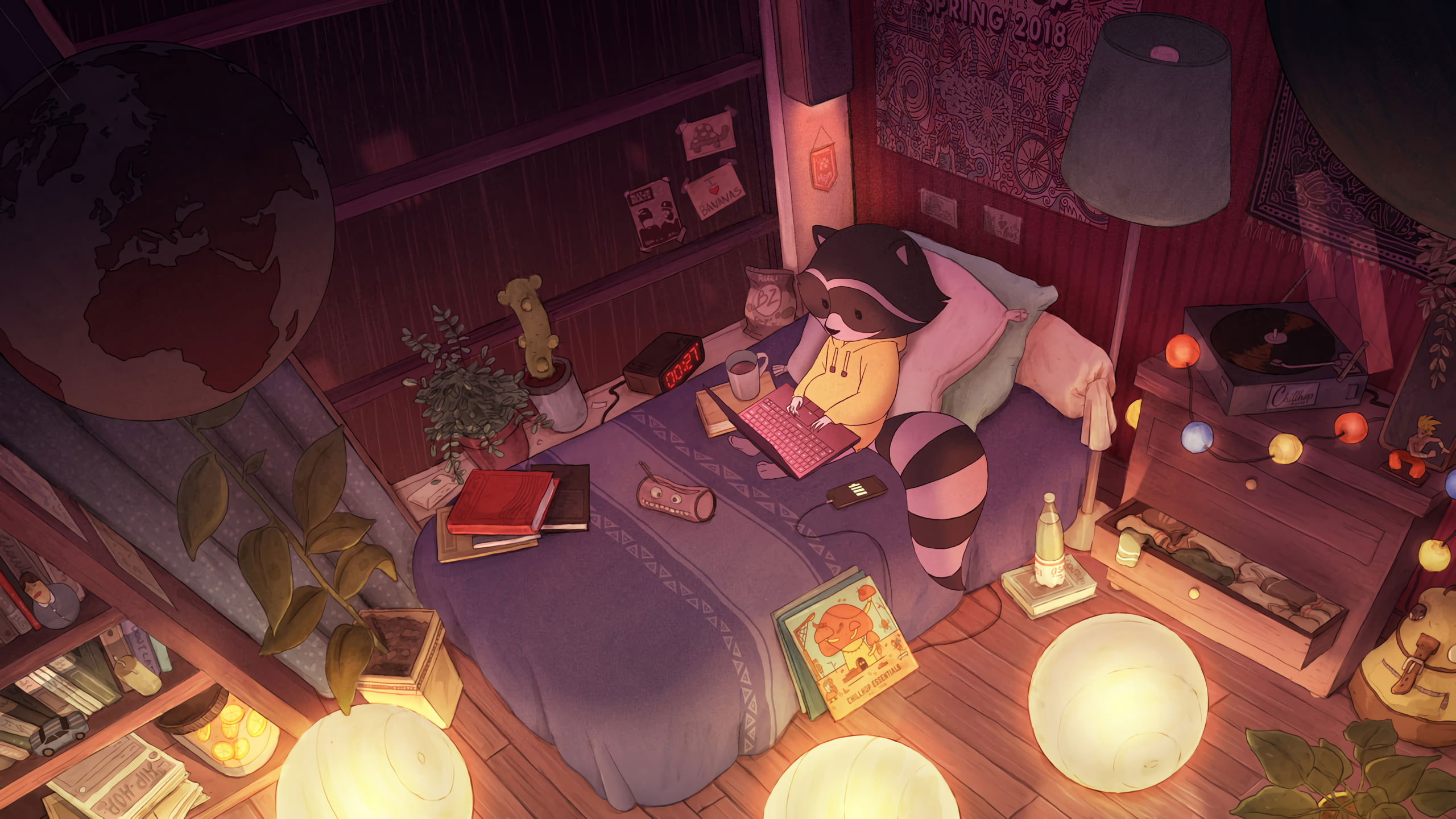 Wallpaper Lofi Chill Out, Bed, Room
