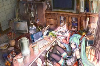Wallpaper Lofi Detailed, Computer, Anime Girls, Hatsune Miku