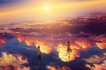 Wallpaper Lofi Kimi No Na Wa, Anime, Sky, Clouds, Reflection