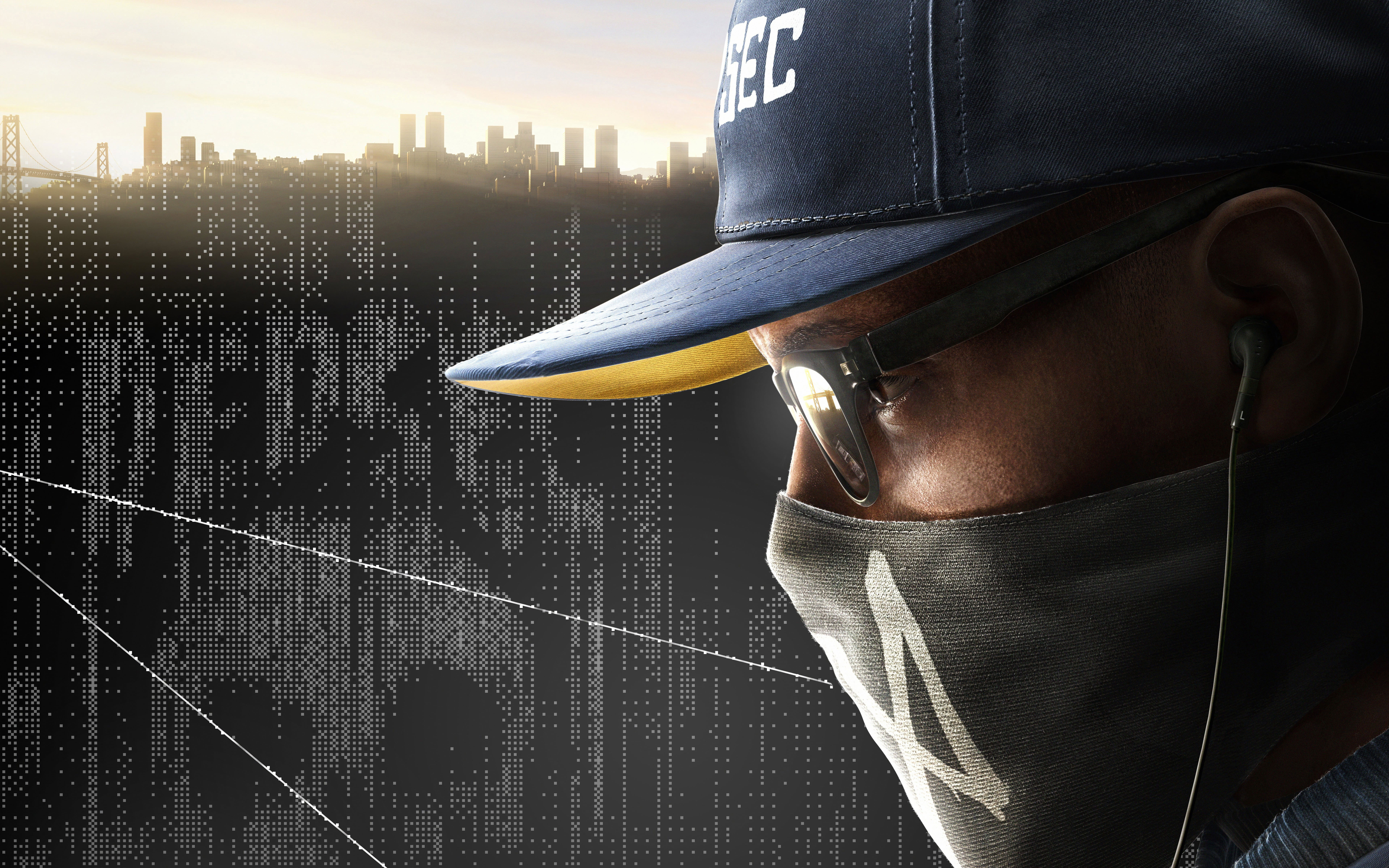 Wallpaper Men's Blue Fitted Cap, WatchDogs 2, Hackers, game, Game