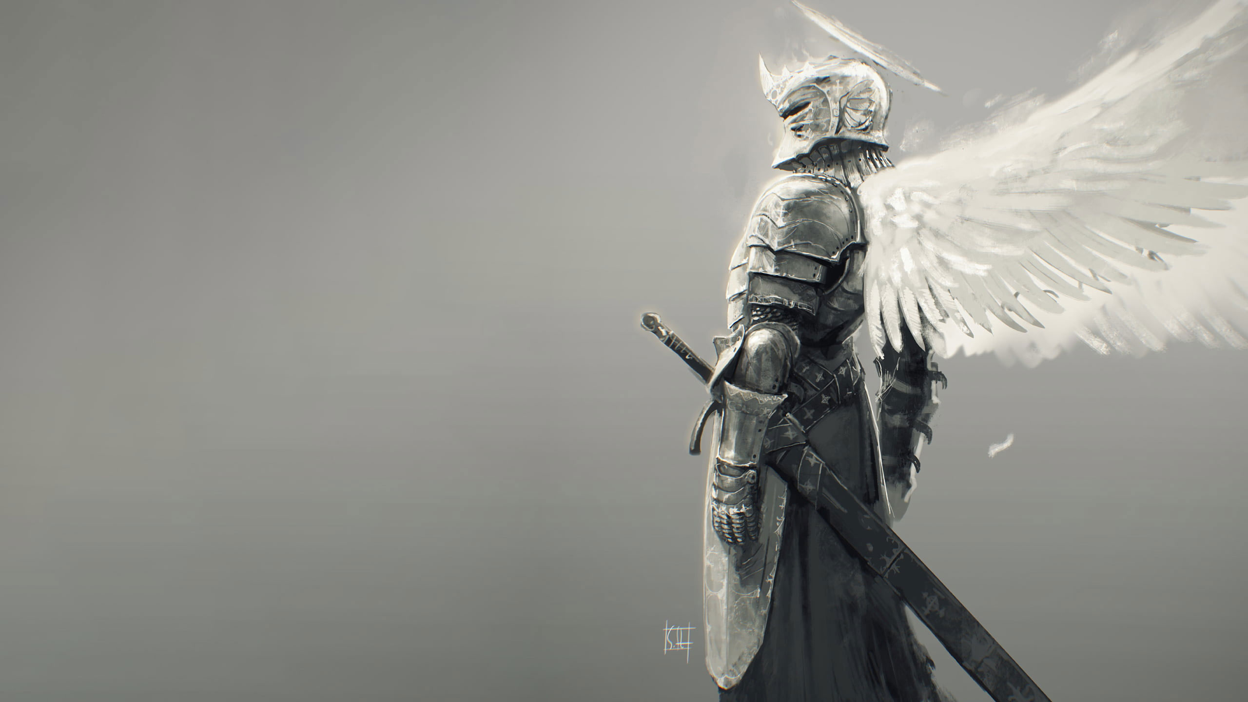 Wallpaper Person With Sword Illustration, Fantasy Armor