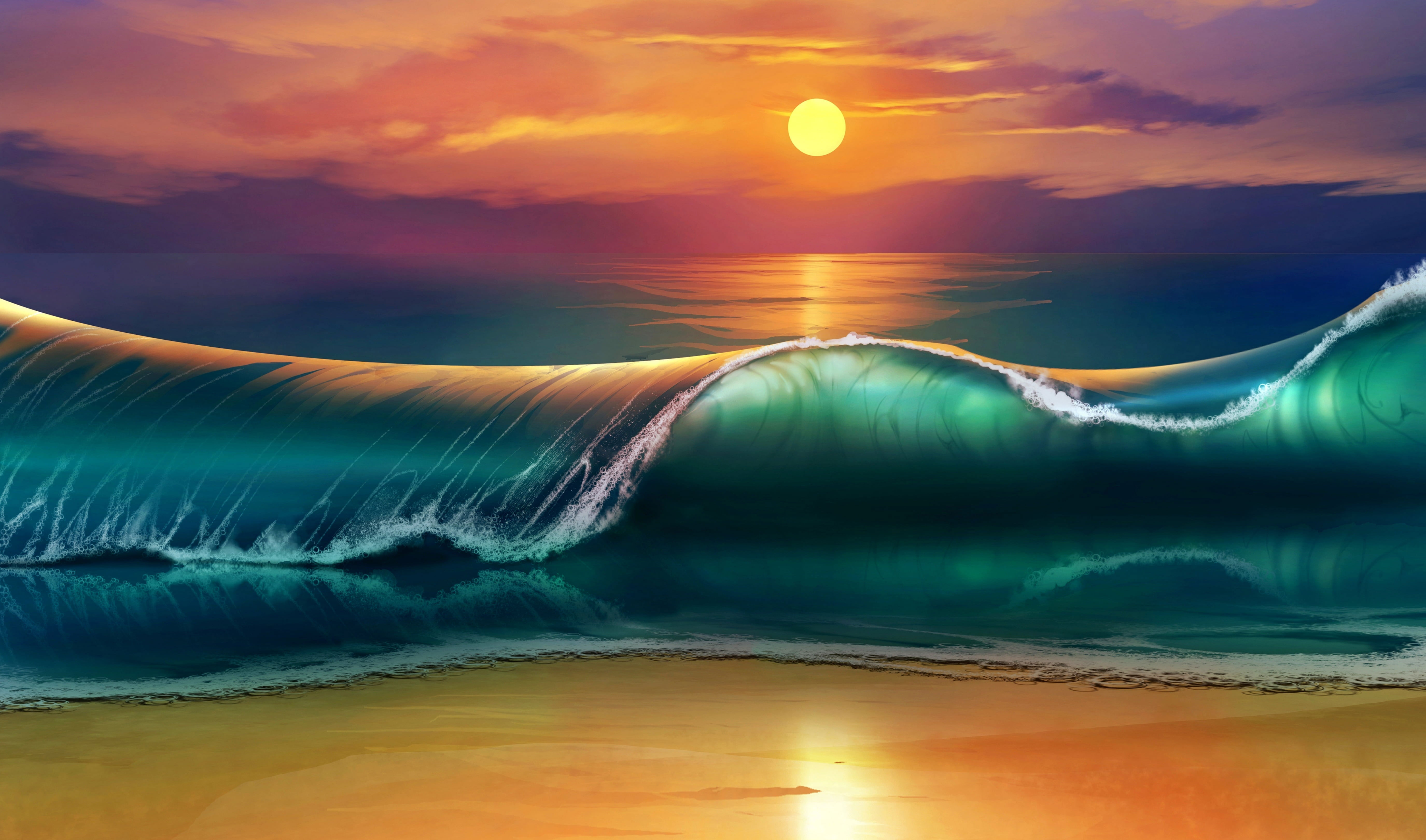 Wallpaper Sea Wave During Daytime Illustration, Art, Art, Art