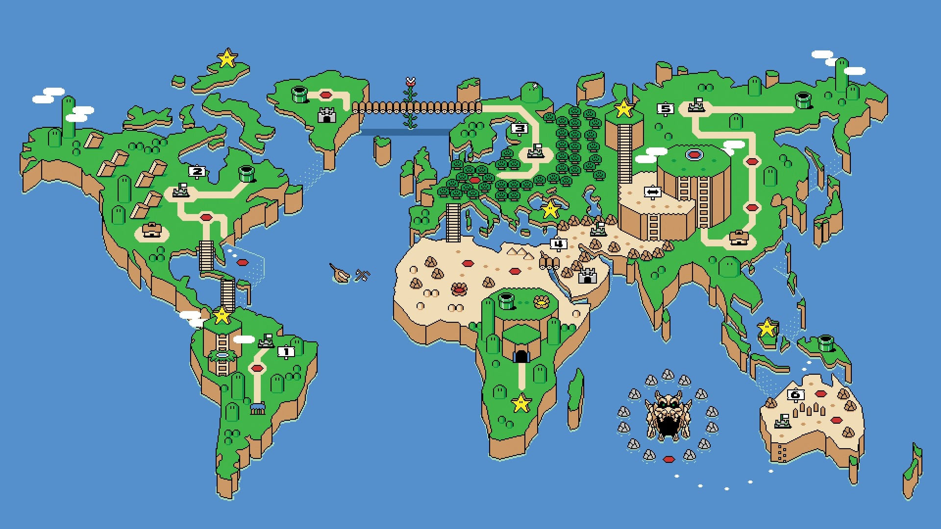 Wallpaper Super Mario World Map Digital Wallpaper, Snes