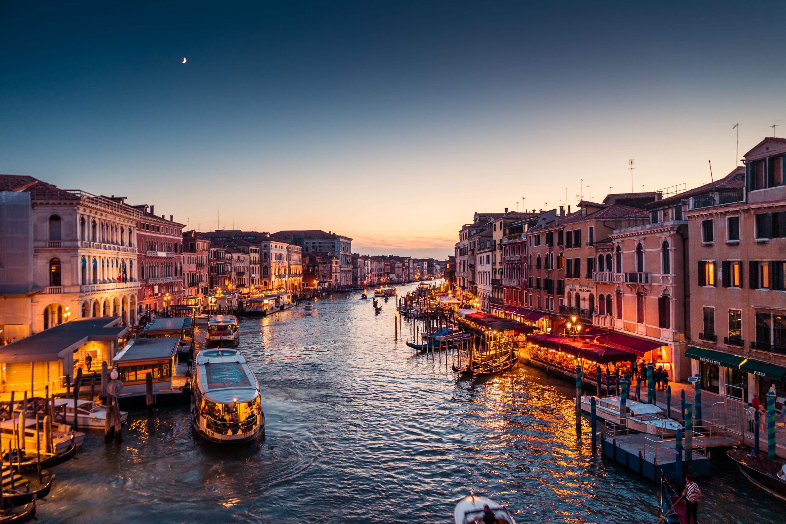 Wallpaper Venice Italy Canal Grande At Night, Architecture