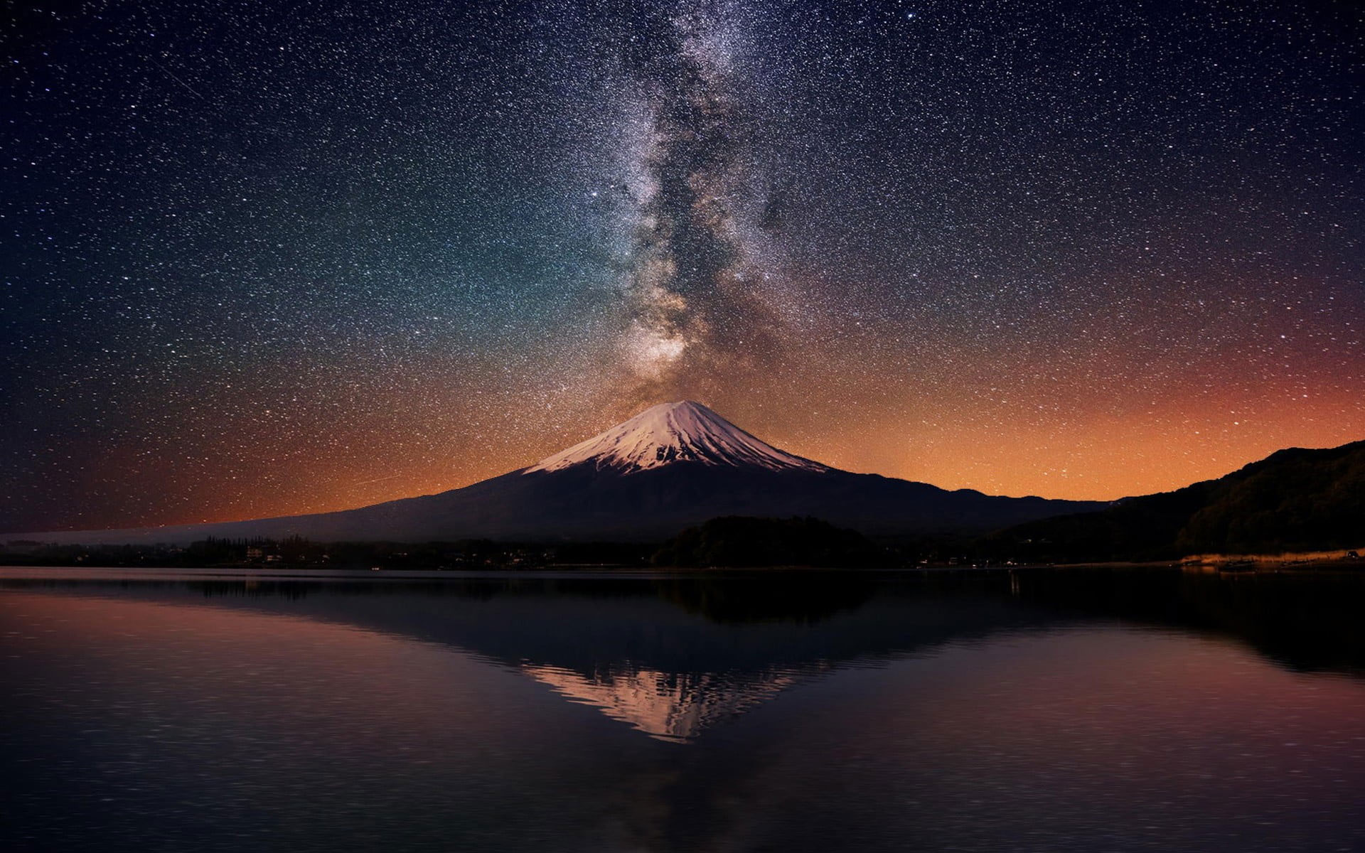 Wallpaper Volcano And Milky Way Galaxy, Nature, Stars