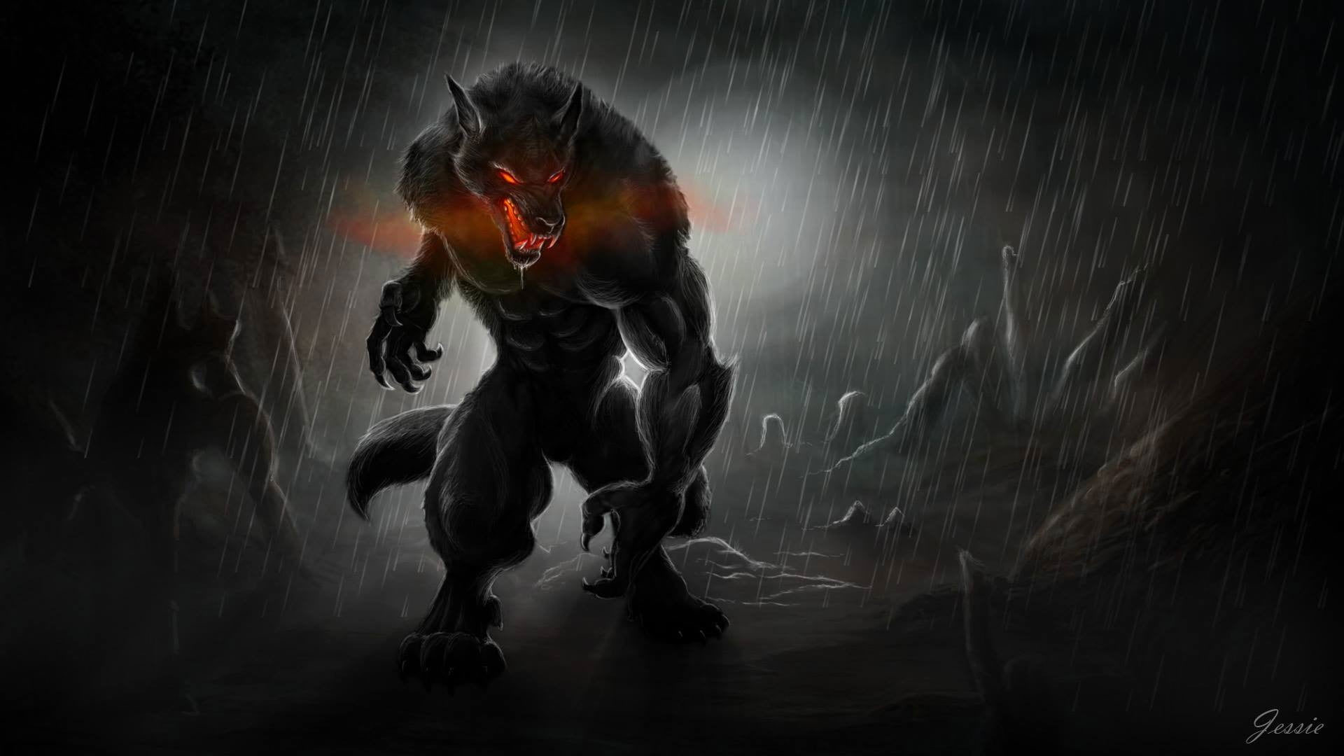 Wallpaper Werewolf Illustration, Werewolves, Dark