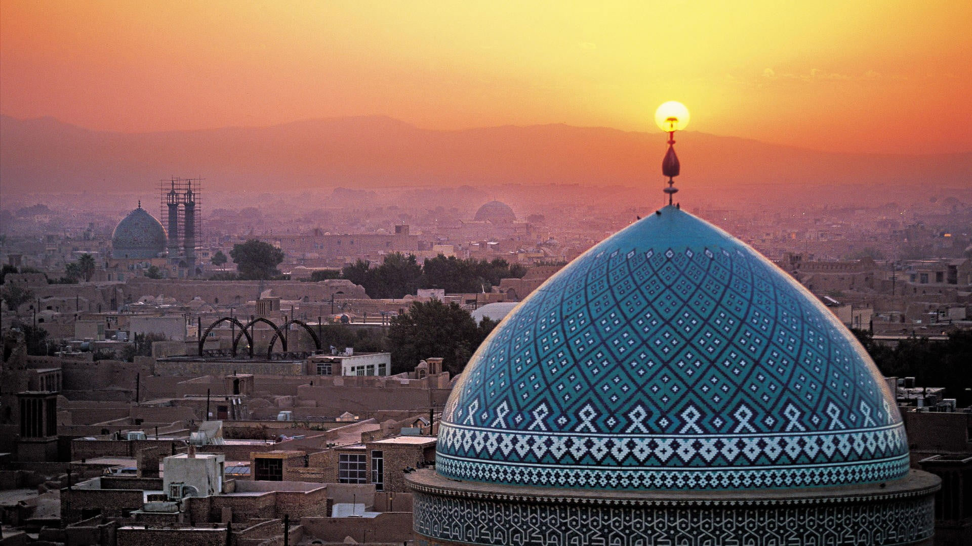 Wallpaper Yazd, Iran, Islam, Sunset, Islamic Architecture