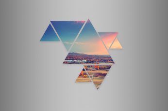 Wallpaper Abstract, Sunset, Triangle, Digital Art, Simple