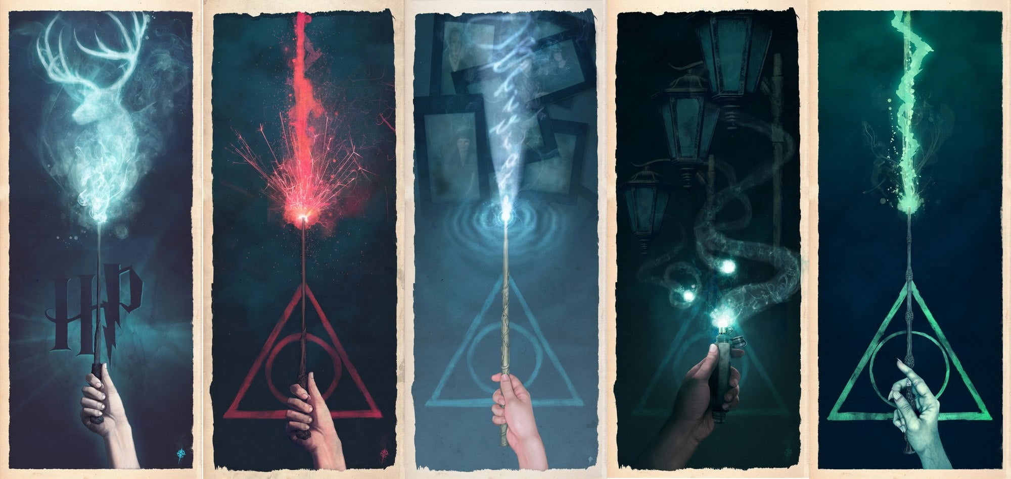 Wallpaper Assorted Color Magic Wand, Harry Potter