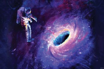 Wallpaper Astronaut Near Black Hole Digital