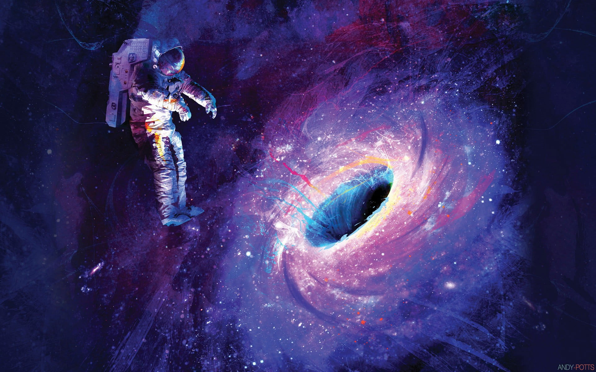 Wallpaper Astronaut Near Black Hole Digital