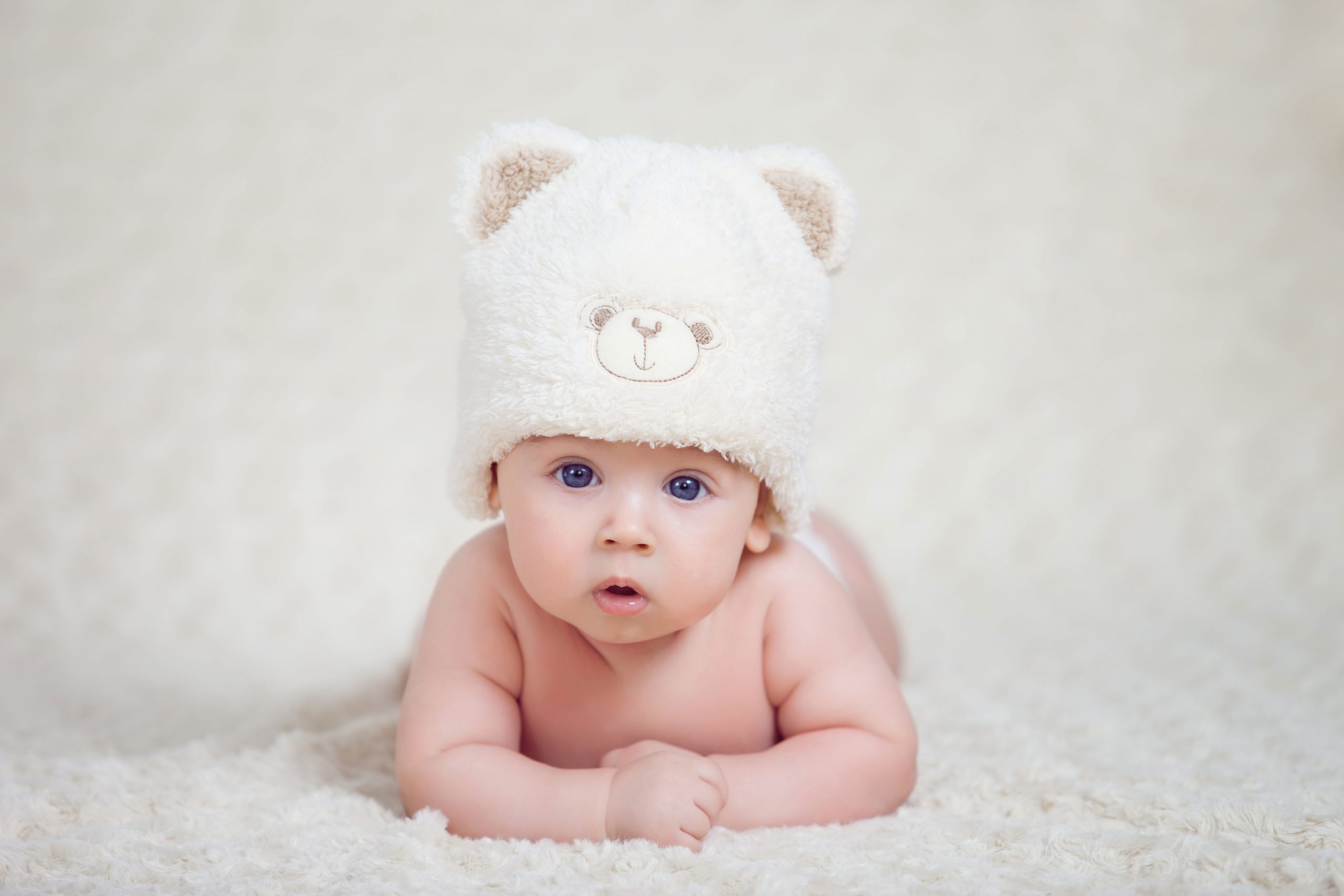 Wallpaper Babys White Bear Knit Cap, Child, Face, Sweet