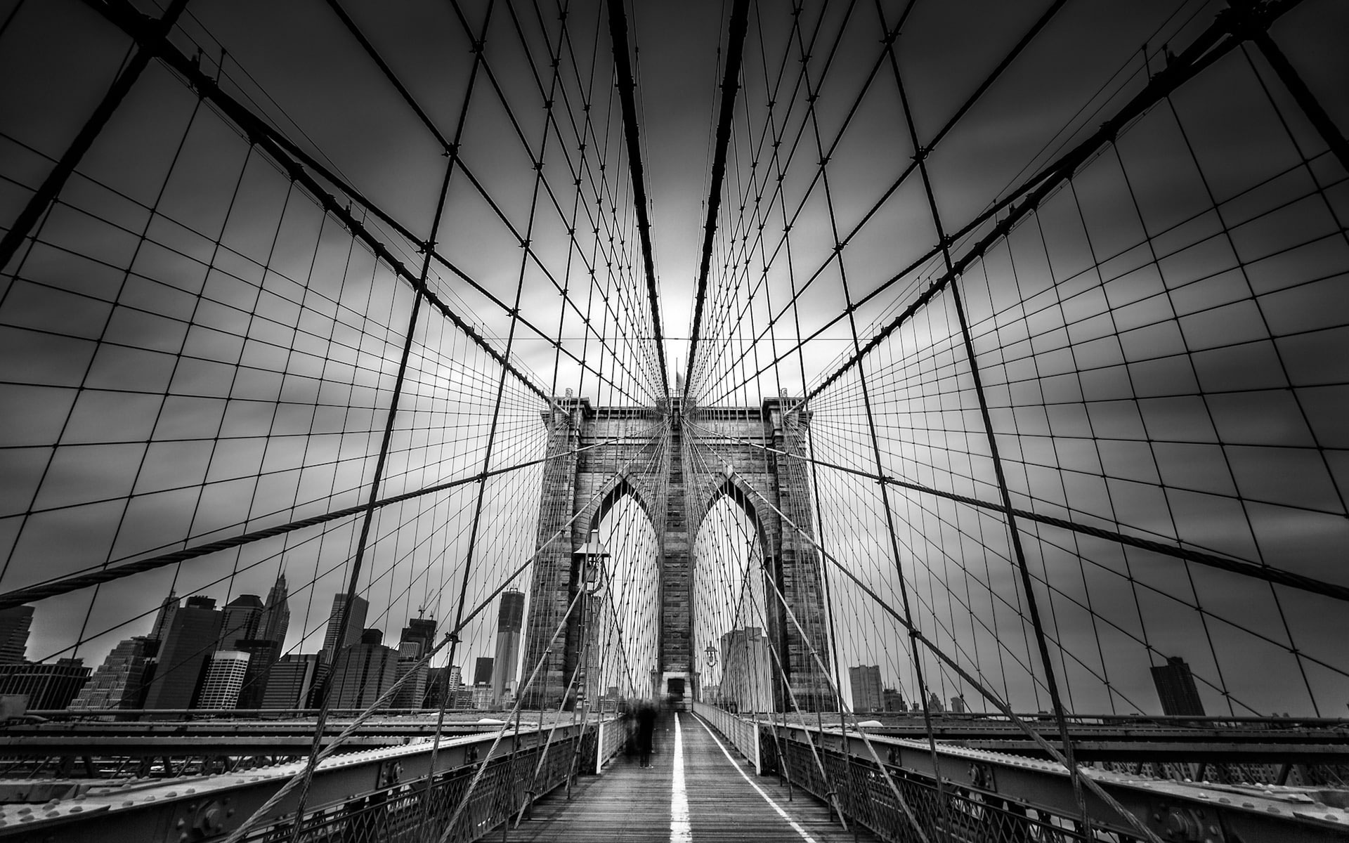 Wallpaper Brooklyn Bridge Bridge Cables New York Buildings - Wallpaperforu