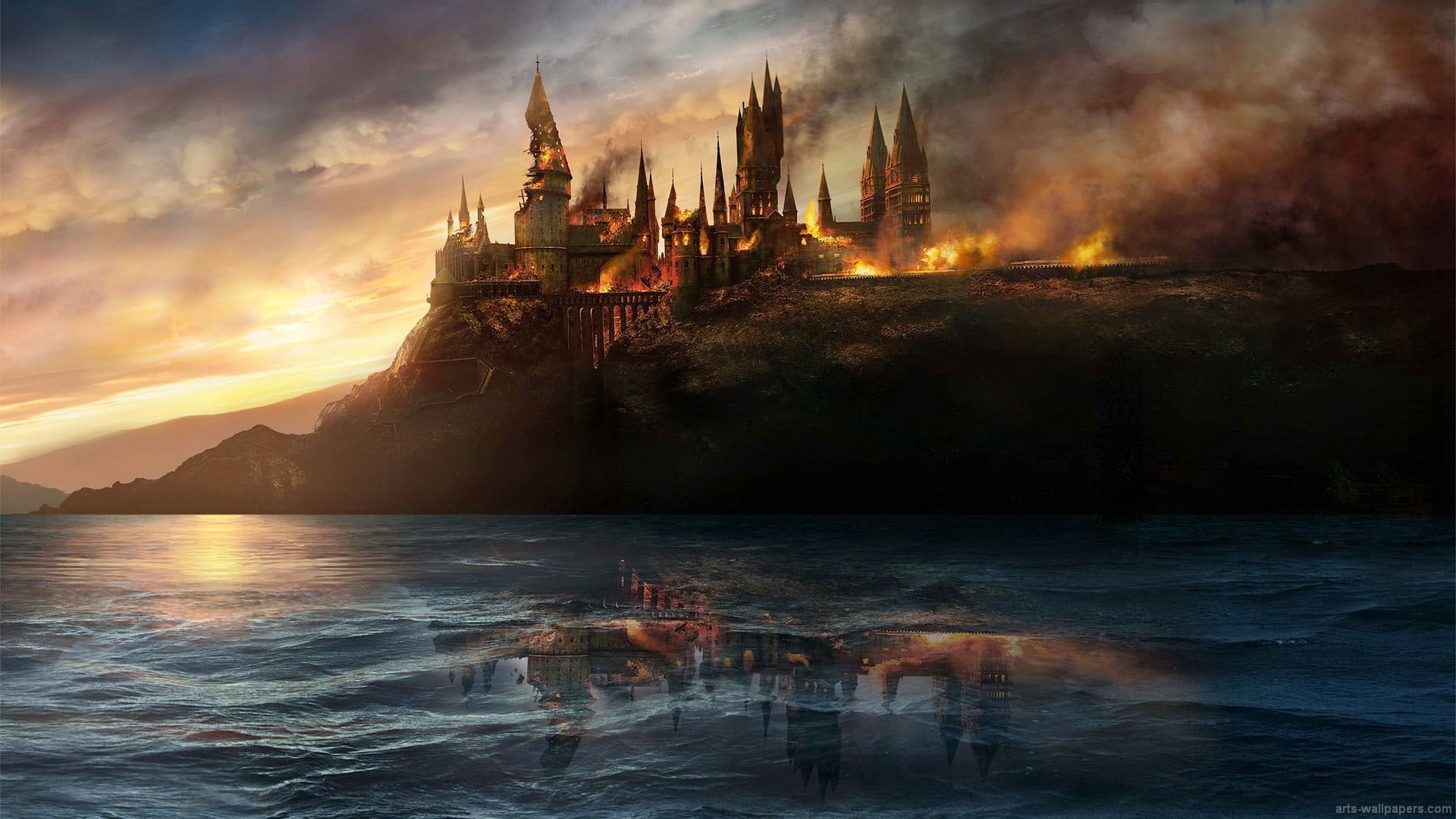 Burning Castle Wallpaper, Harry Potter, Hogwarts