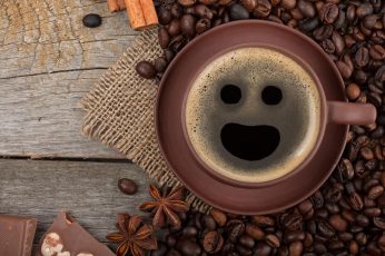 Wallpaper Coffee, Cup, Breakfast, Grain, Smiley, Chocolate