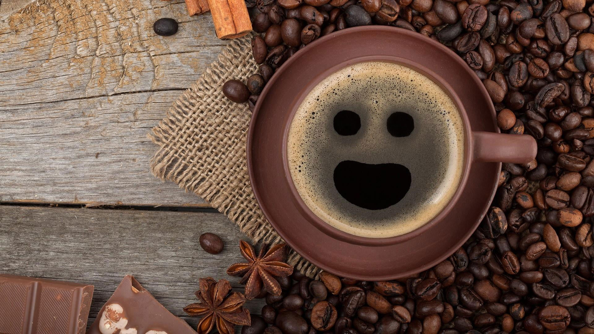 Wallpaper Coffee, Cup, Breakfast, Grain, Smiley, Chocolate