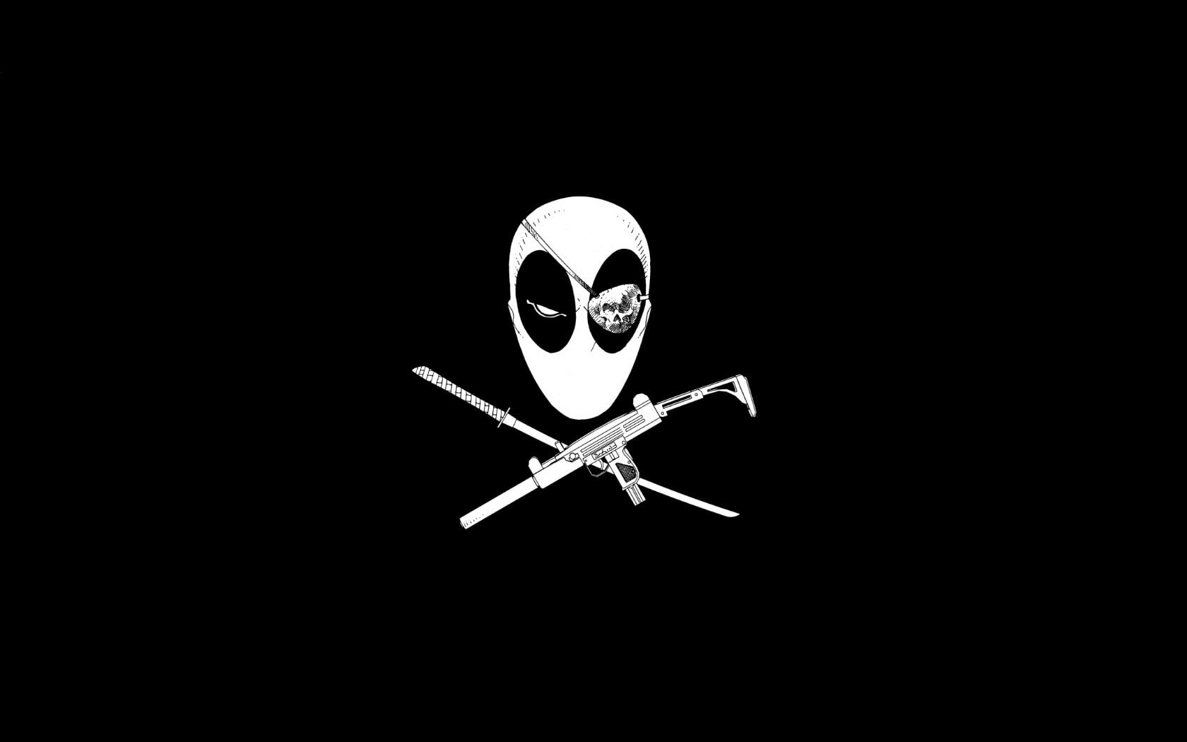Wallpaper Deadpool Pirate Bw Black Hd, Cartooncomic