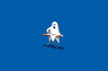 Wallpaper Death Ironing, Ghost Illustration, Blue, White