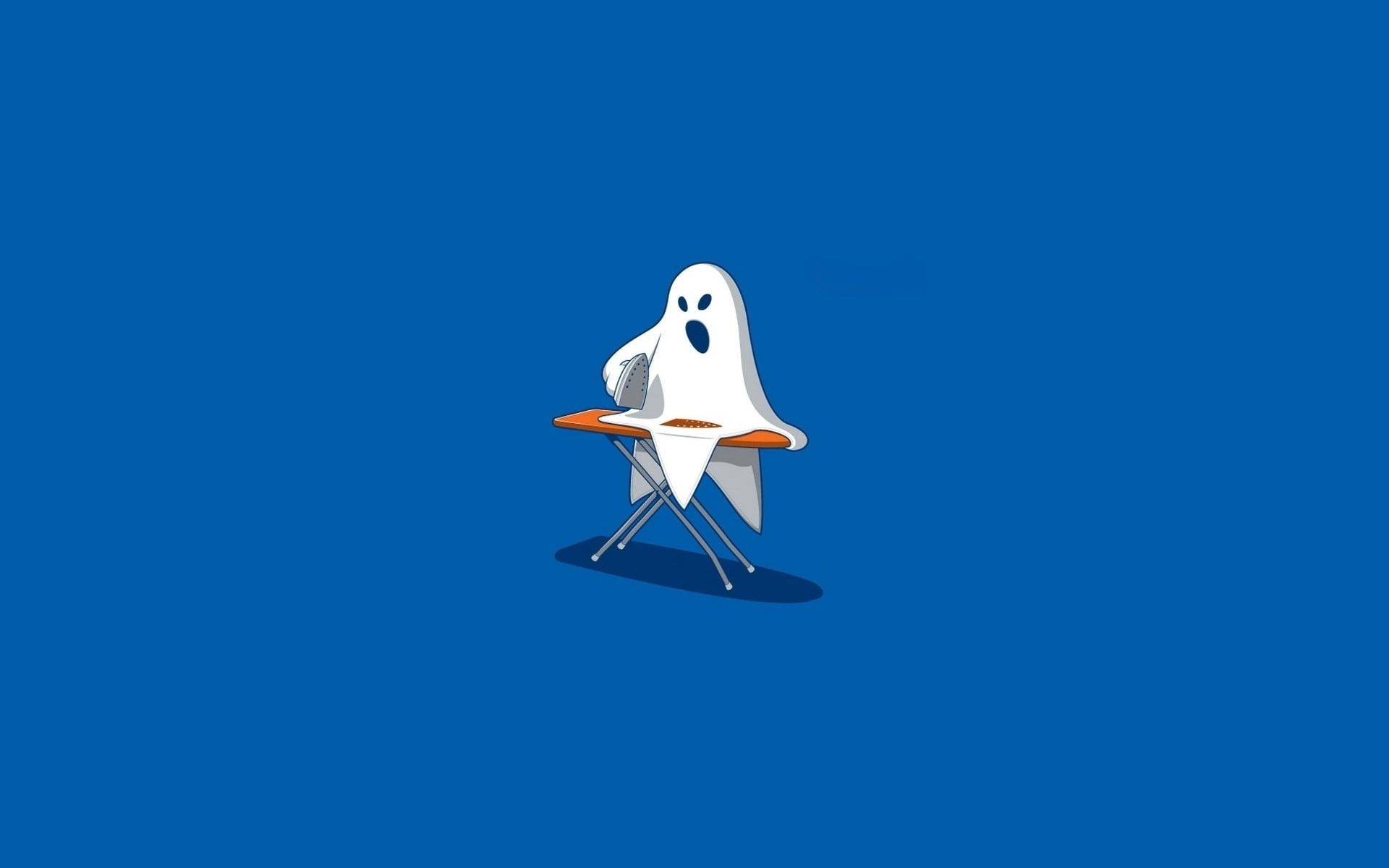 Wallpaper Death Ironing, Ghost Illustration, Blue, White