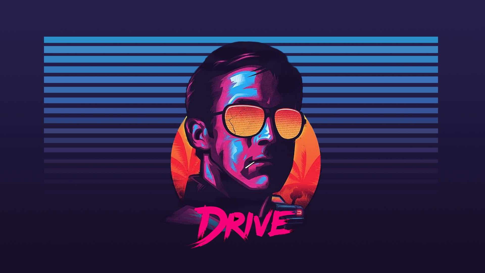 Wallpaper Drive Poster, Ryan Gosling, Sunglasses, New Retro