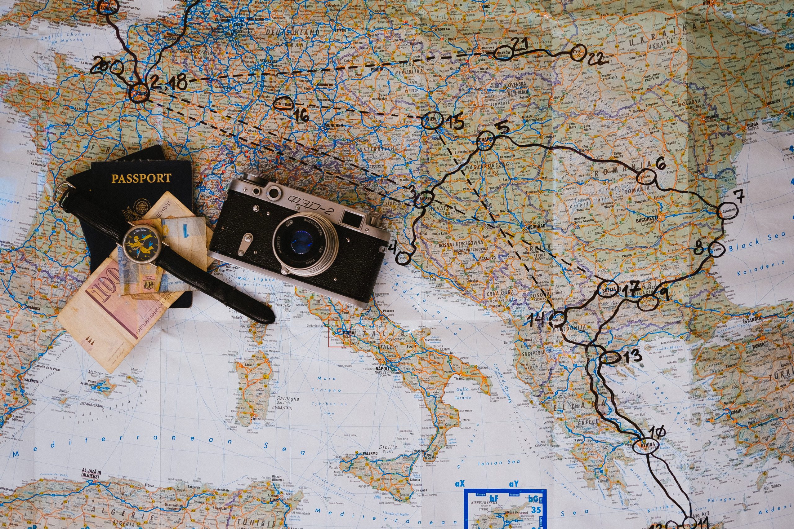 Wallpaper Euro Trip, Map, Camera, Travel, Wanderlust