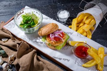 Wallpaper Fries, Food, Burgers, Salad, Food And Drink