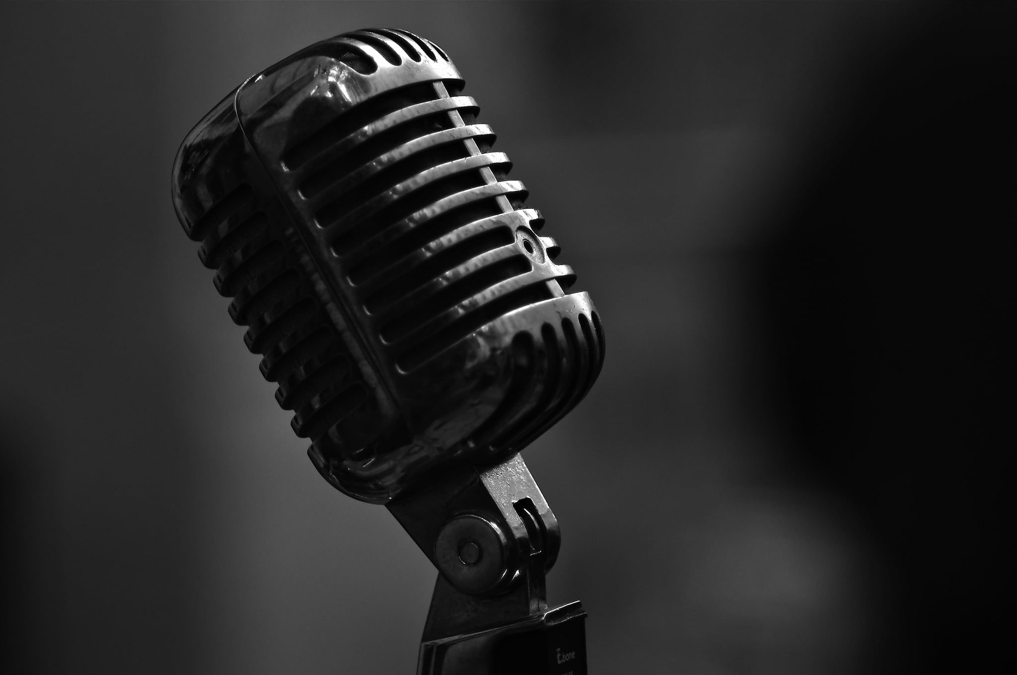 Wallpaper Gray Condenser Microphone, Bw, Metal, Close Up