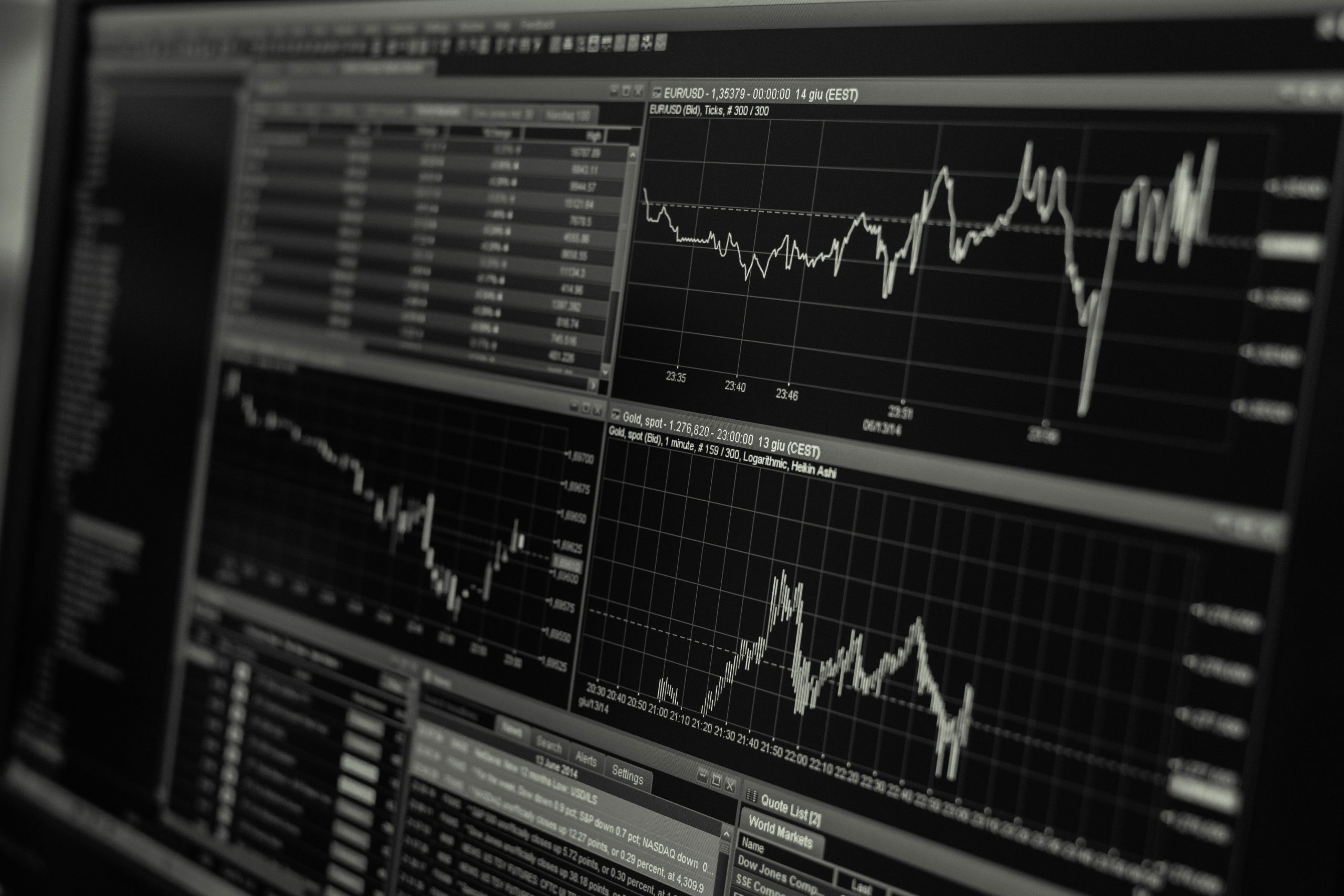 Wallpaper Grayscale Photo Of Line Graph, Stock, Trading