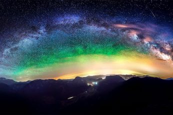 Wallpaper Landscape Mountain Under Stars, Nature