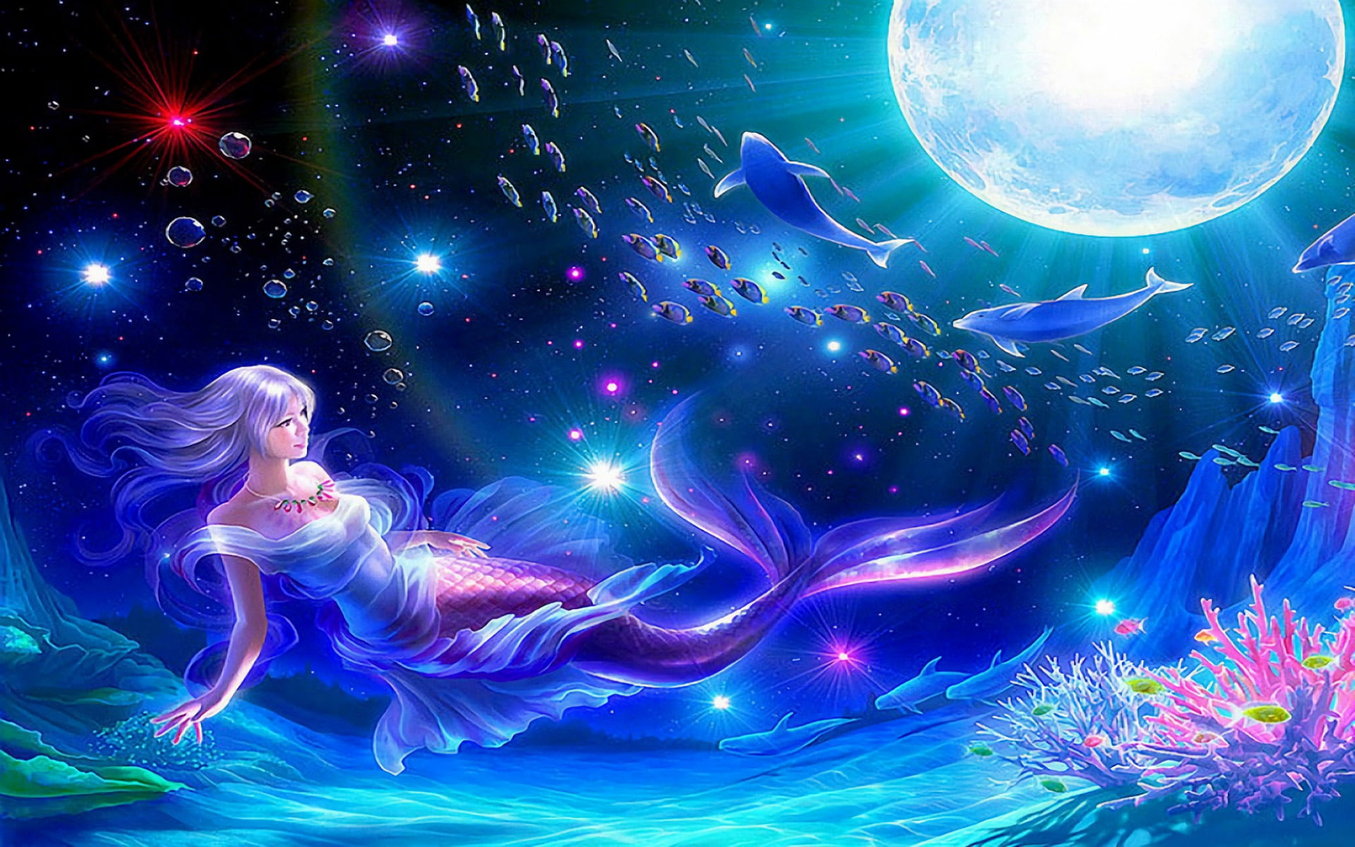 Wallpaper Mermaid Digital, Fantasy, Colorful