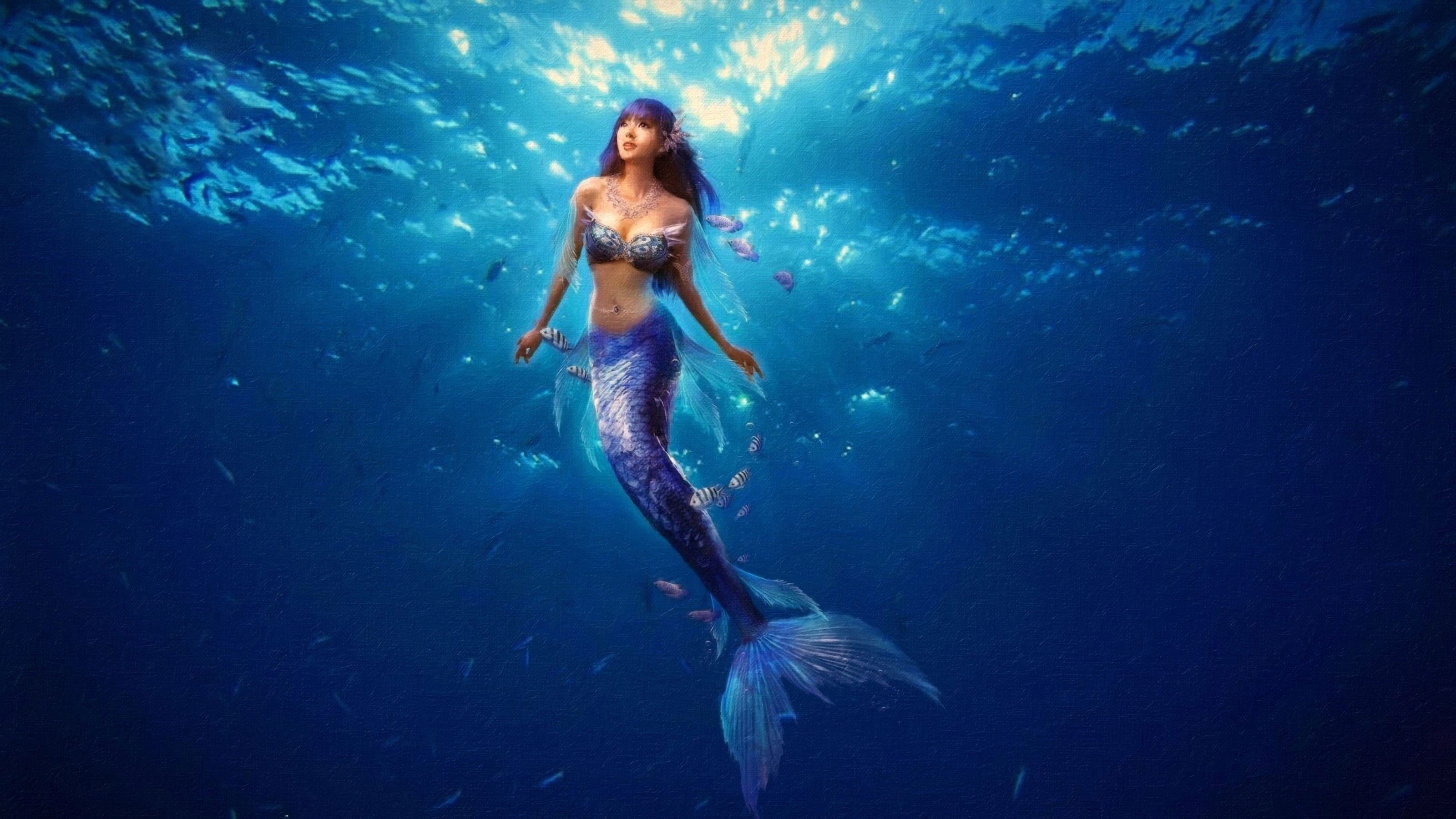 Wallpaper Mermaid Illustration, Mermaids, Underwater, Sea, Cute, Cute