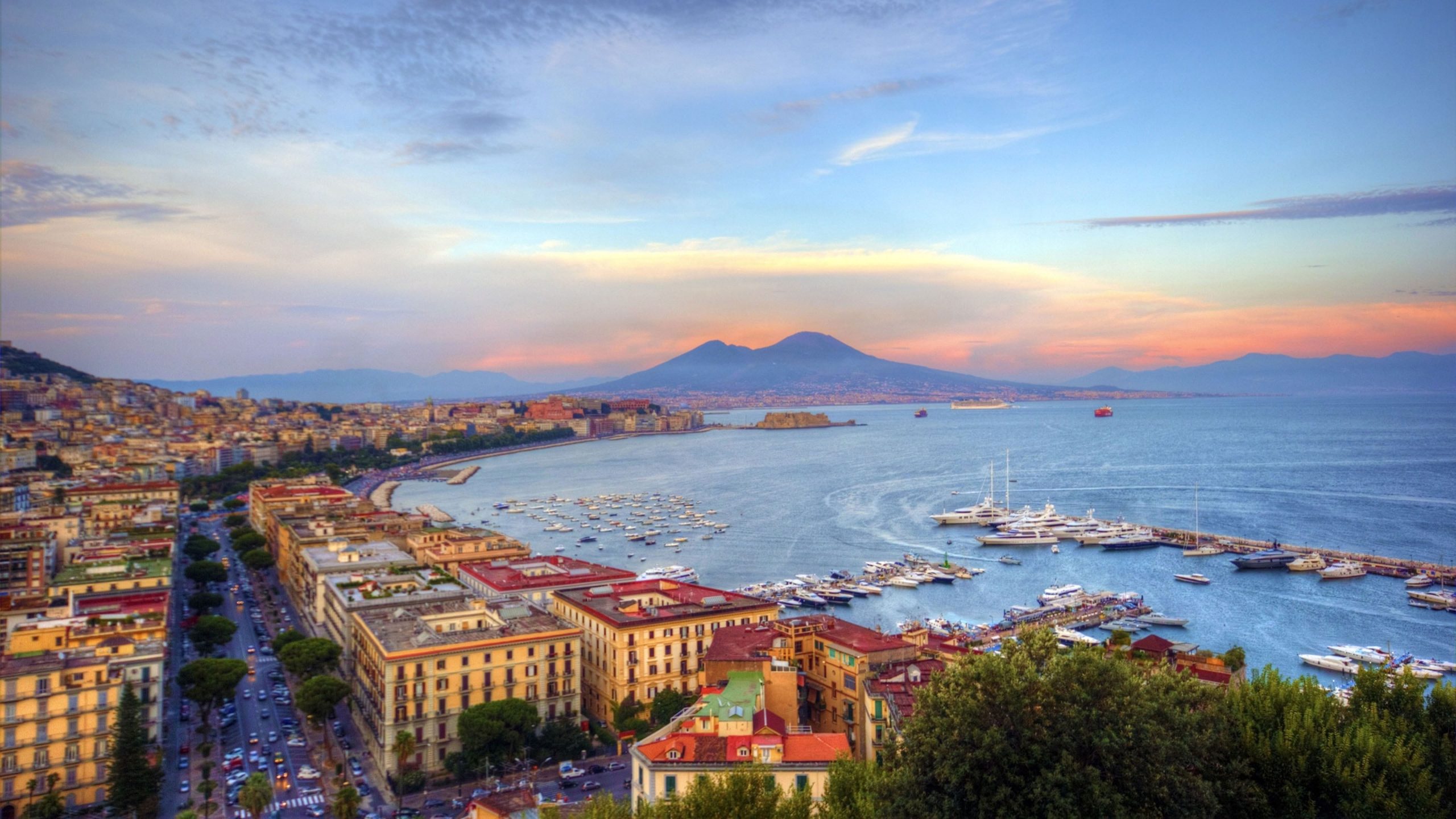 Wallpaper Naples Coastal City In Italy And Mount Vesuvius