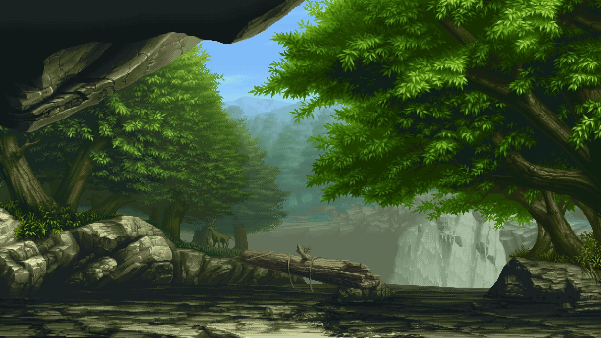 Wallpaper Nature Art 3d Art Of Forest, Pixel Art