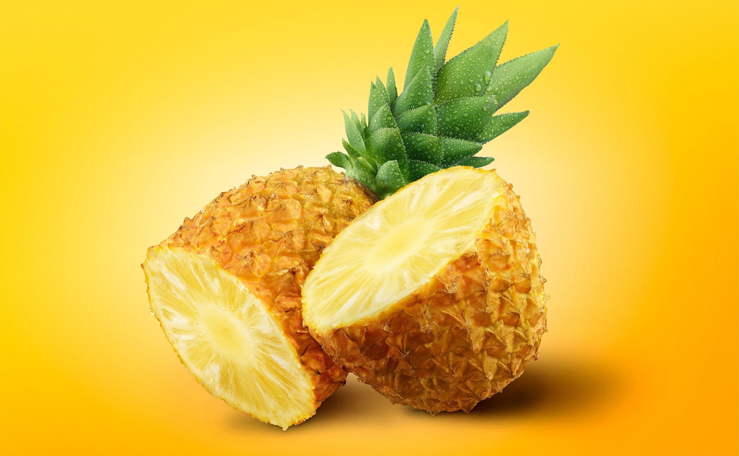 Wallpaper Pineapple, Food And Drink, Half, Orange, Yellow