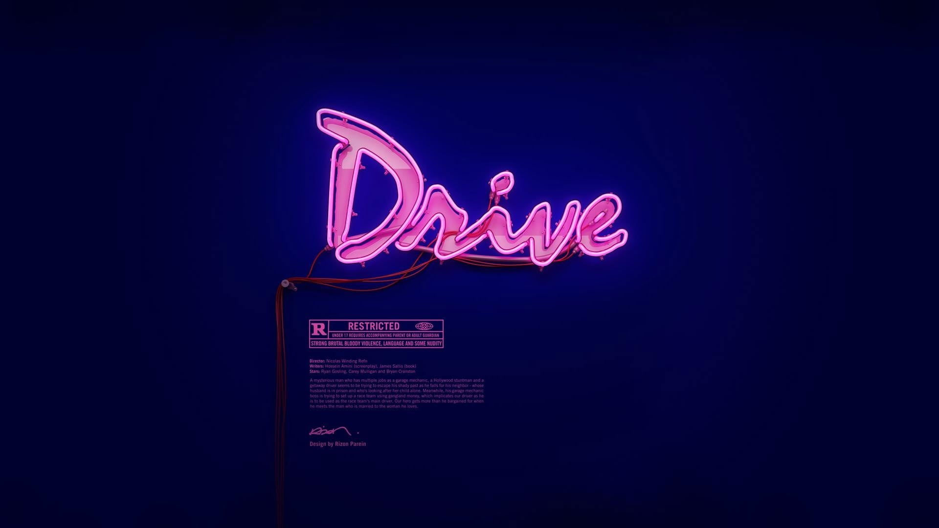 Wallpaper Pink Drive Neon Signage, Movies, Typography