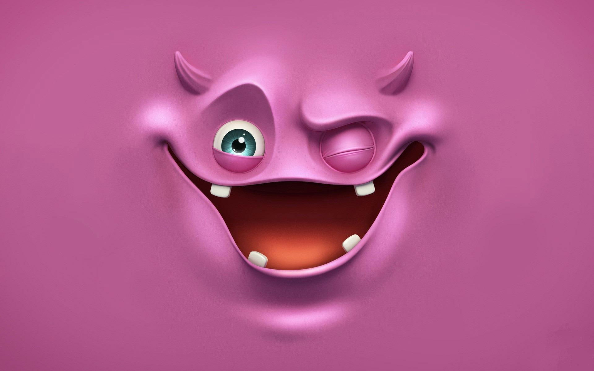Wallpaper Purple Ghost, Purple Monster 3d Illustration