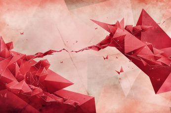 Wallpaper Red And Pink Abstract Painting, Digital Art