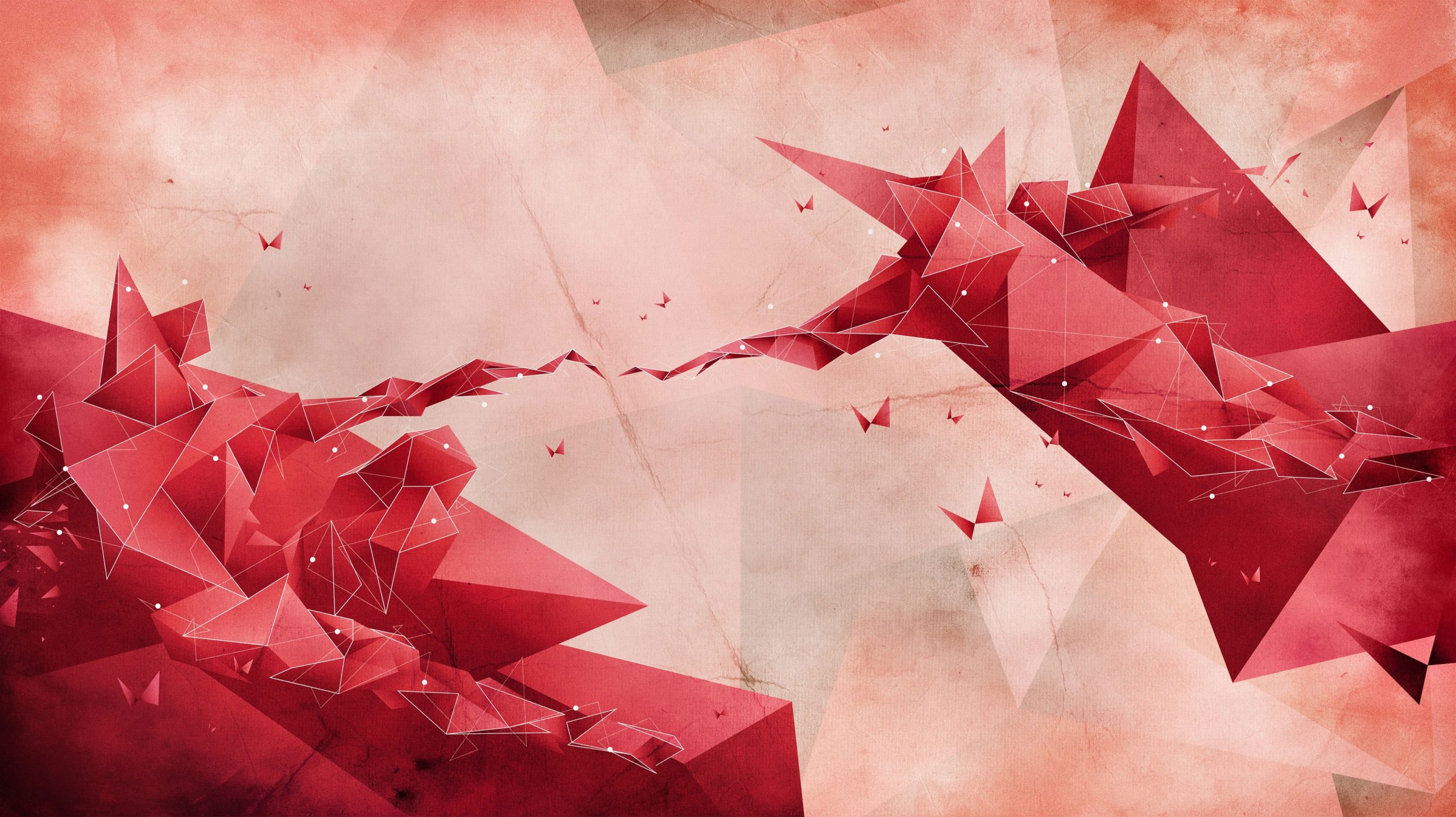 Wallpaper Red And Pink Abstract Painting, Digital Art