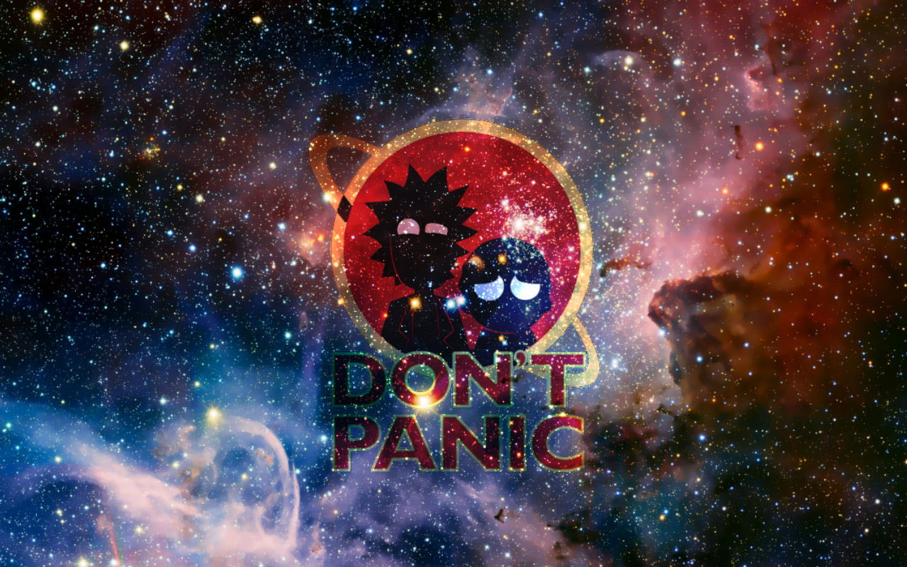 Wallpaper Rick & Morty Don't Panic Nebula Graphic