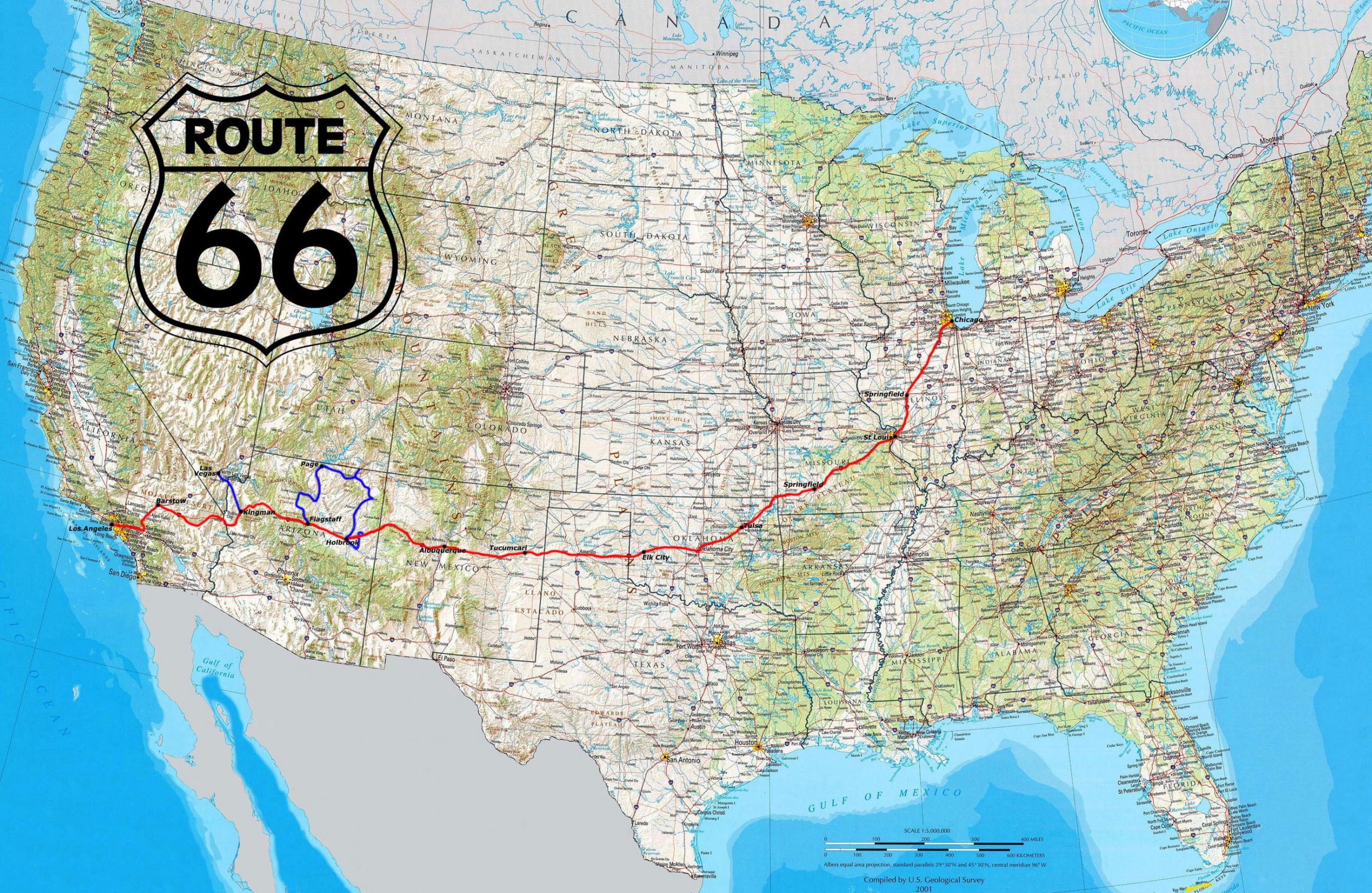 Wallpaper Route 66 Map, Road, Usa, Highway, North America