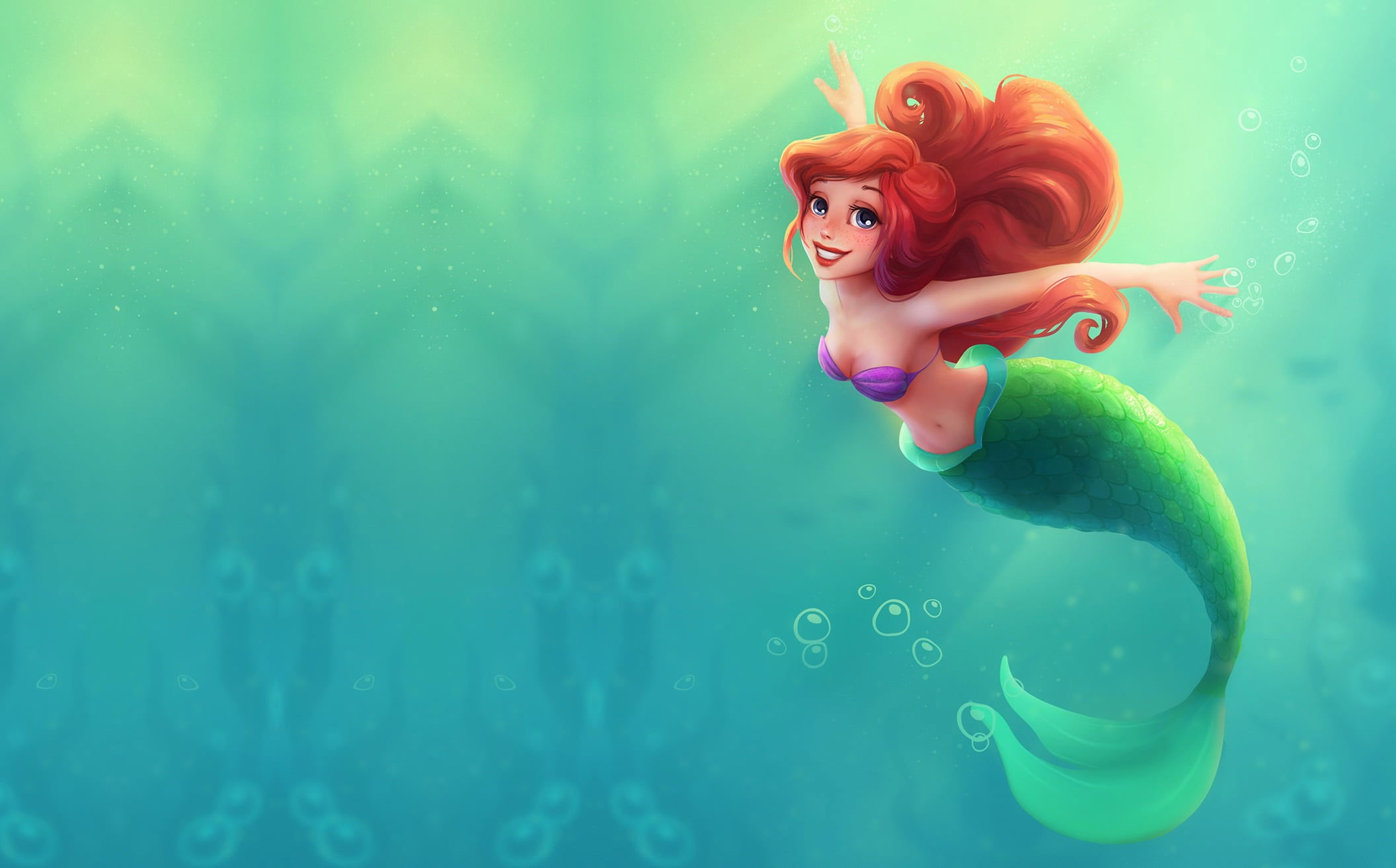 Wallpaper Sea, Water, Cartoon, Tale, Princess, Ariel