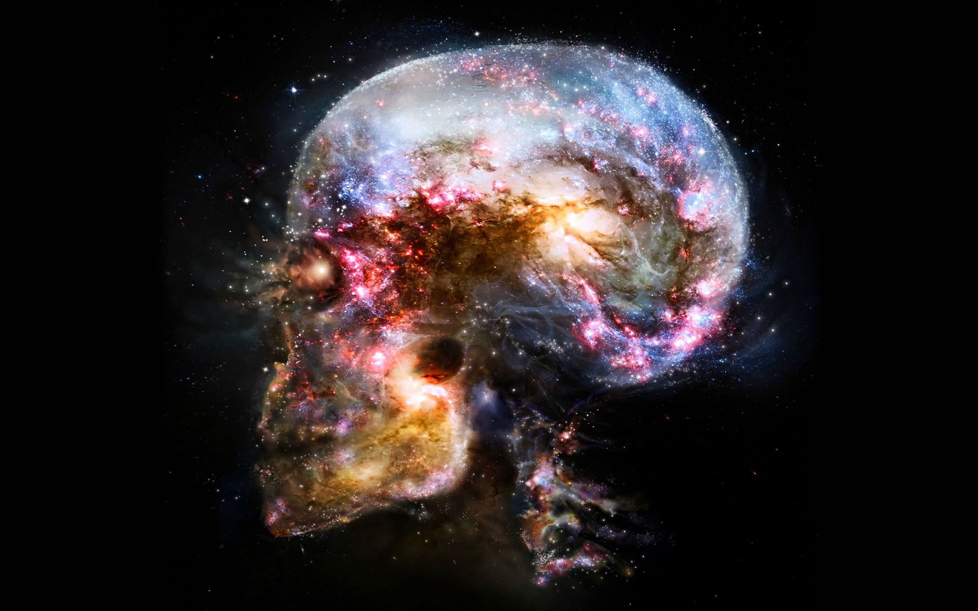Wallpaper Skull Illustration, Space, Universe, Abstract