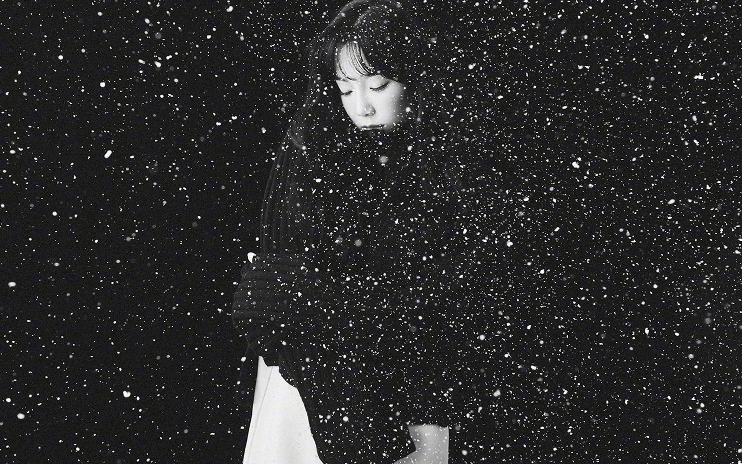 Wallpaper Snow, Girl, Snsd, Taeyeon, Black, Bw, Kpop, Mamma