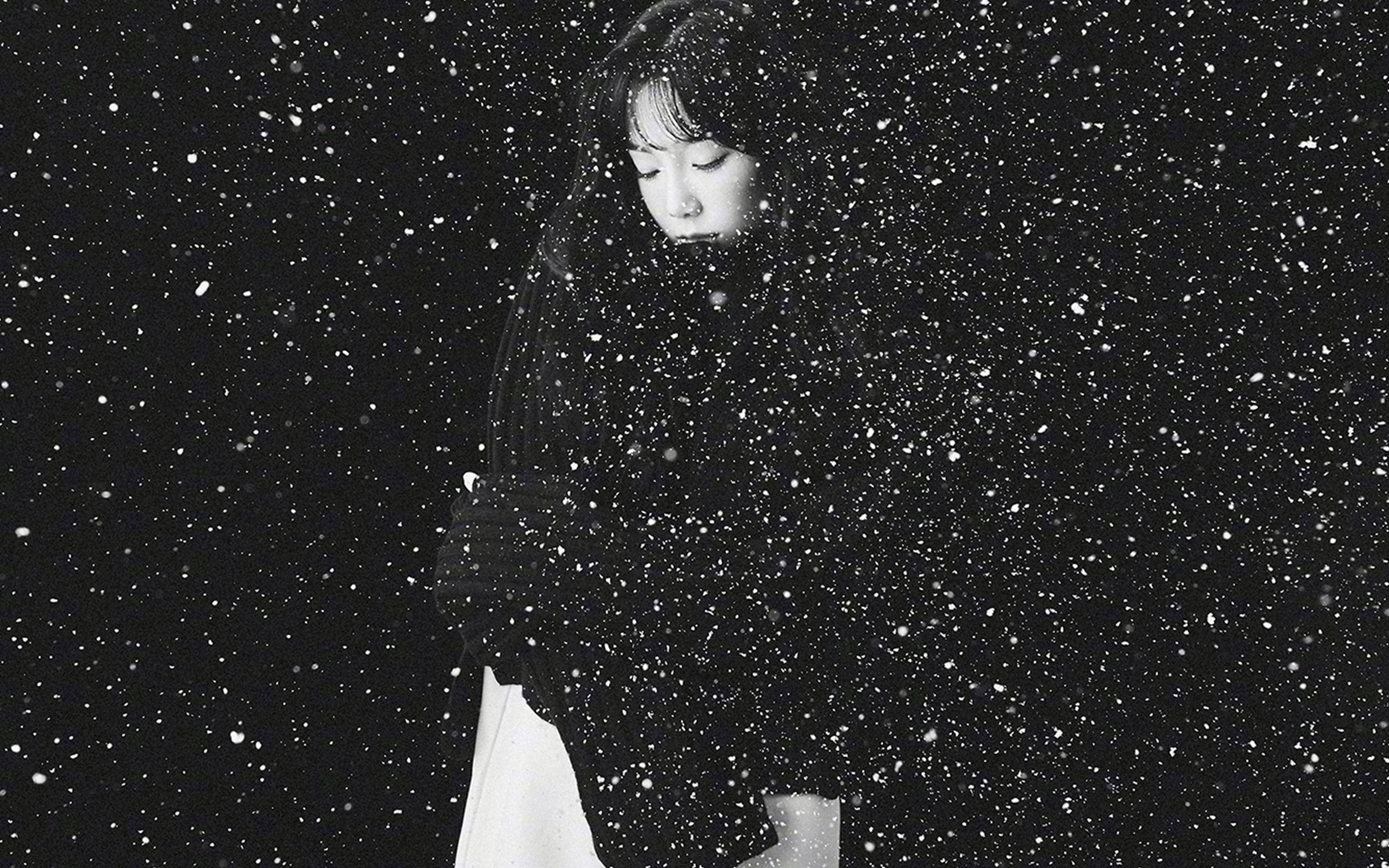 Wallpaper Snow, Girl, Snsd, Taeyeon, Black, Bw, Kpop, Mamma, Black, Dark