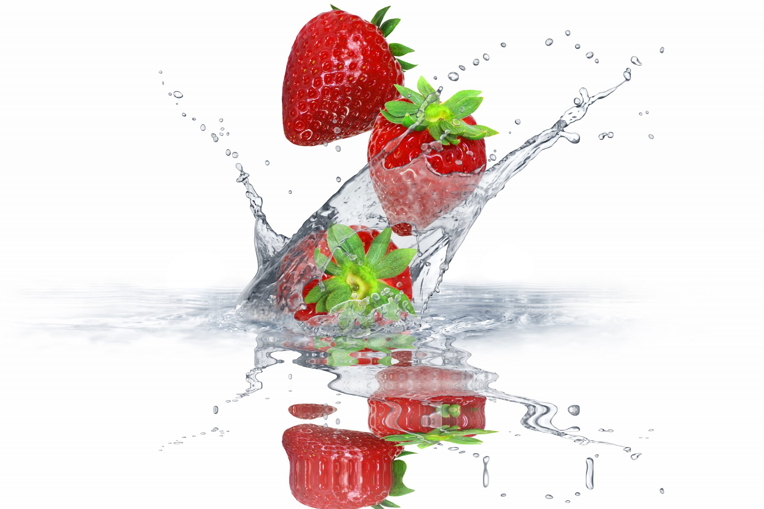 Wallpaper Strawberry Fruits, Water, Squirt, Berries, Fresh