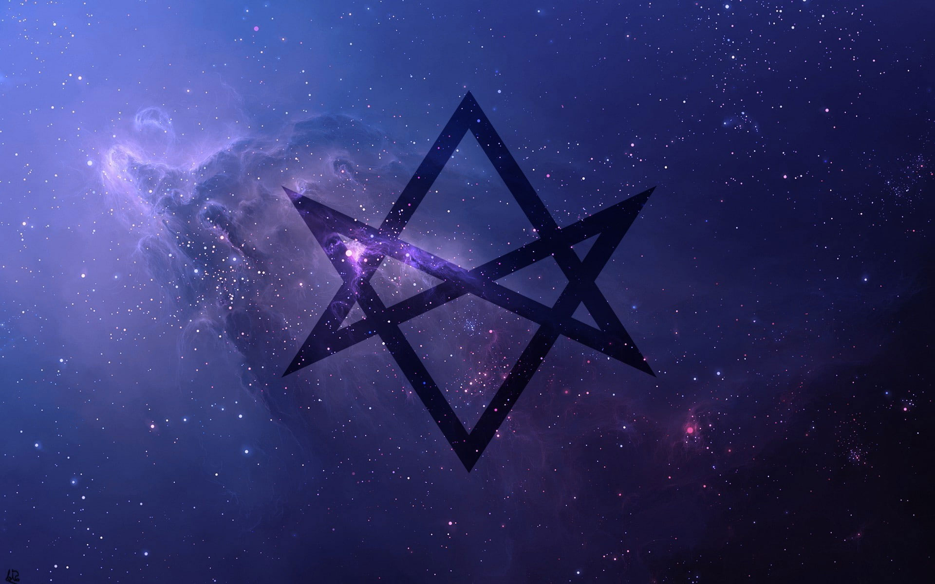 Wallpaper Thelema Unicursal Hexagram Space Universe Purple