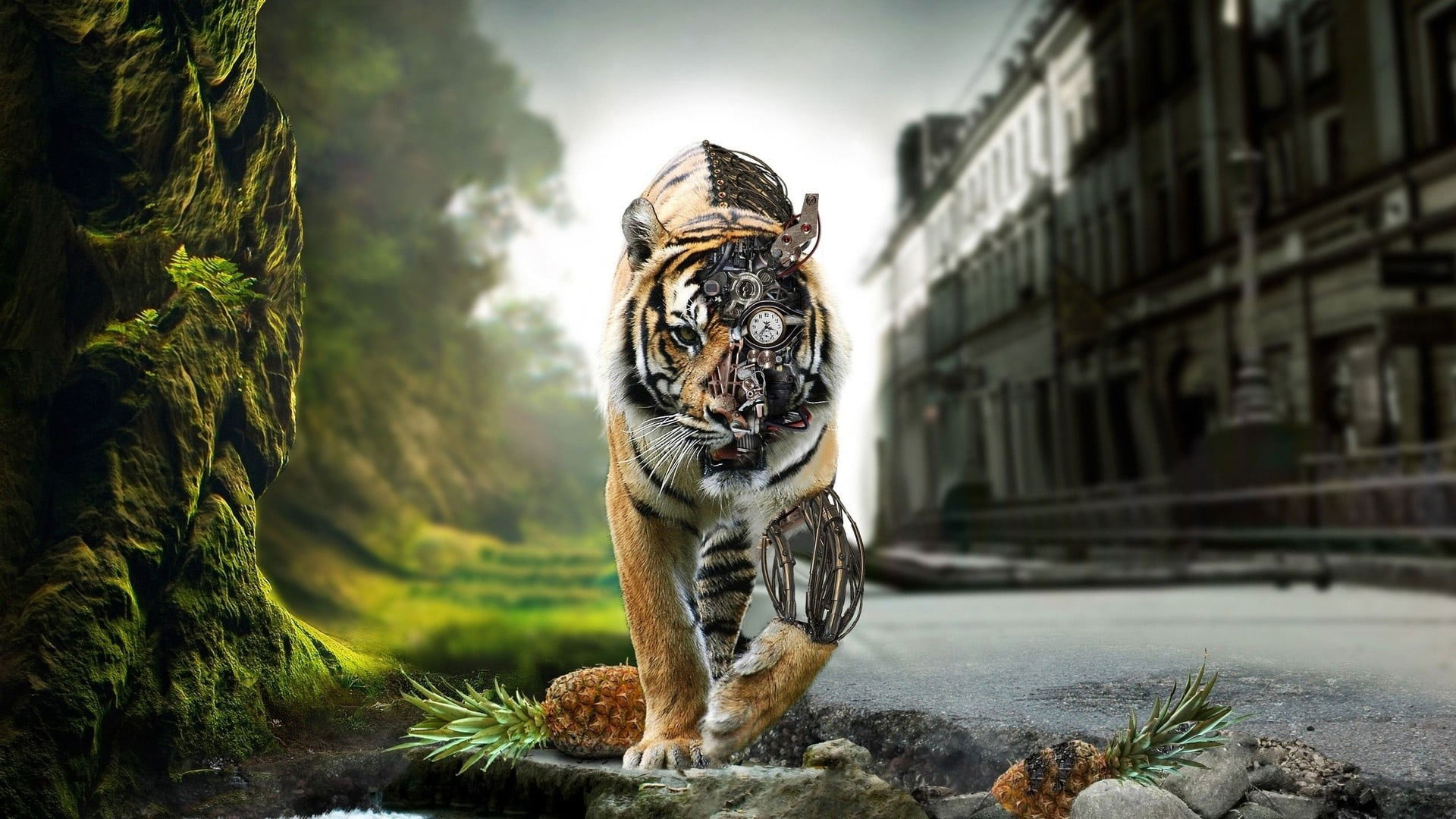 Wallpaper Tiger Illustration, Fantasy Art, Animals