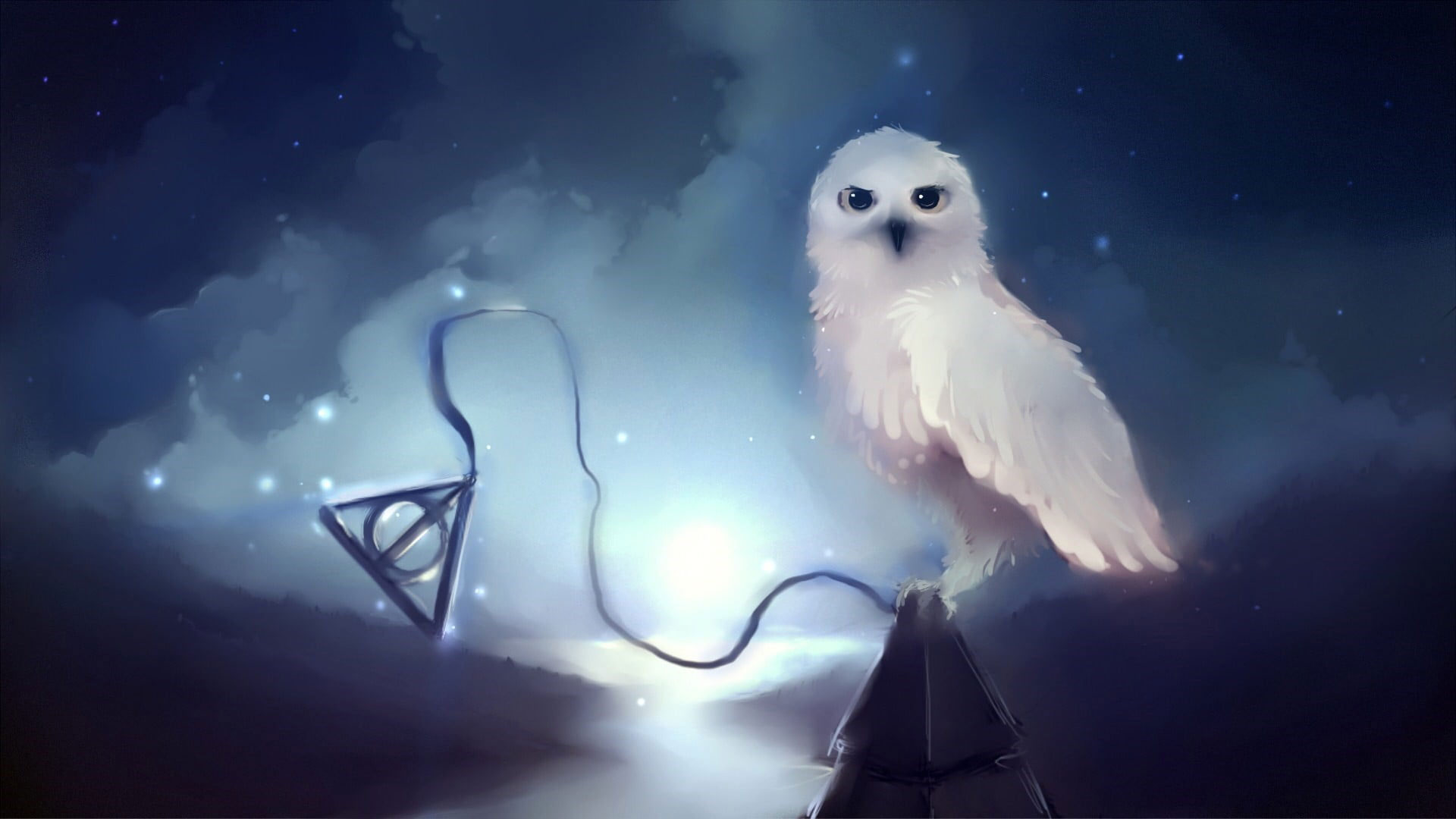 Wallpaper White Owl, Harry Potter, Hedwig, Stars