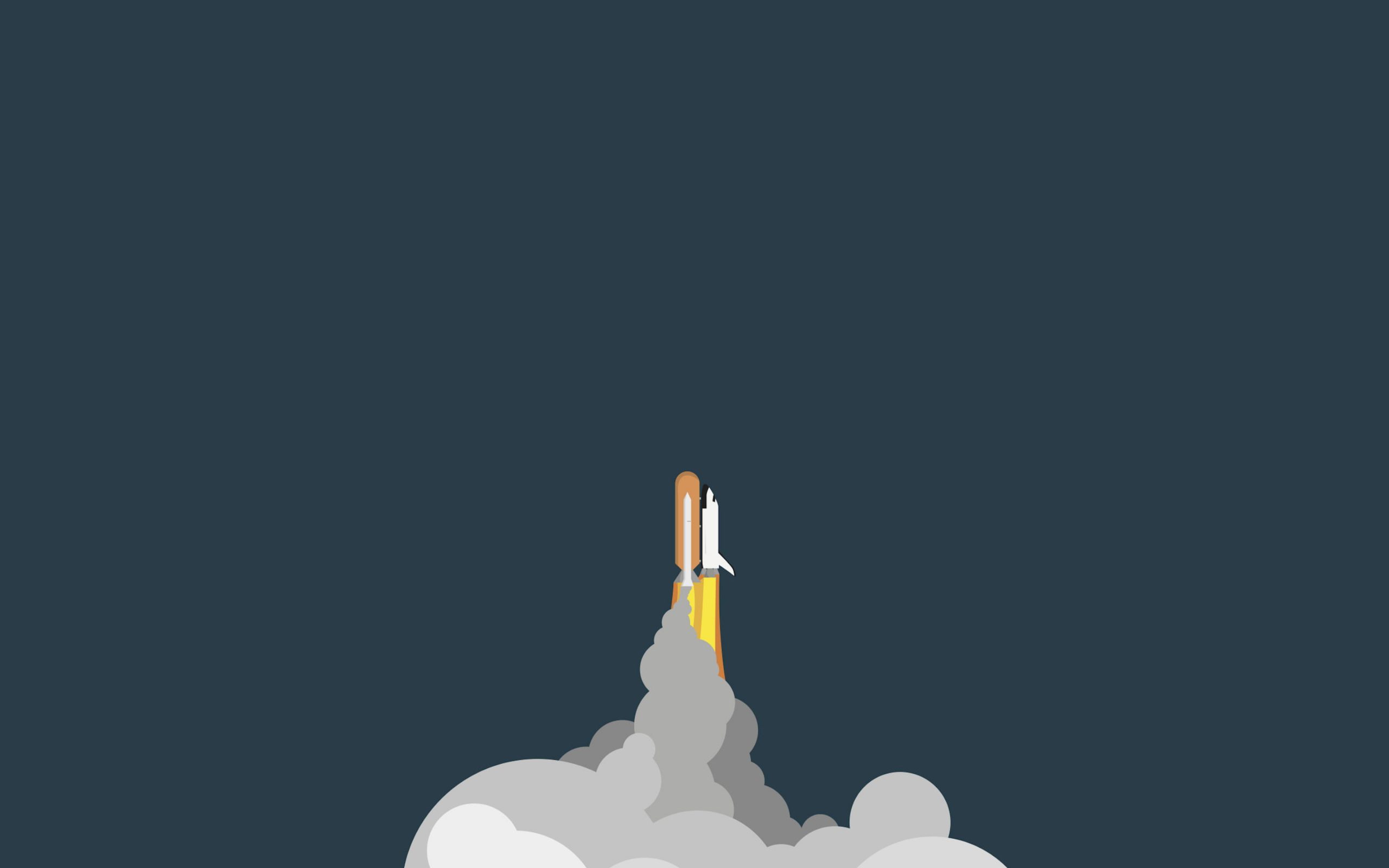 Wallpaper White Space Shuttle, Rocket, Spaceship, Minimalist