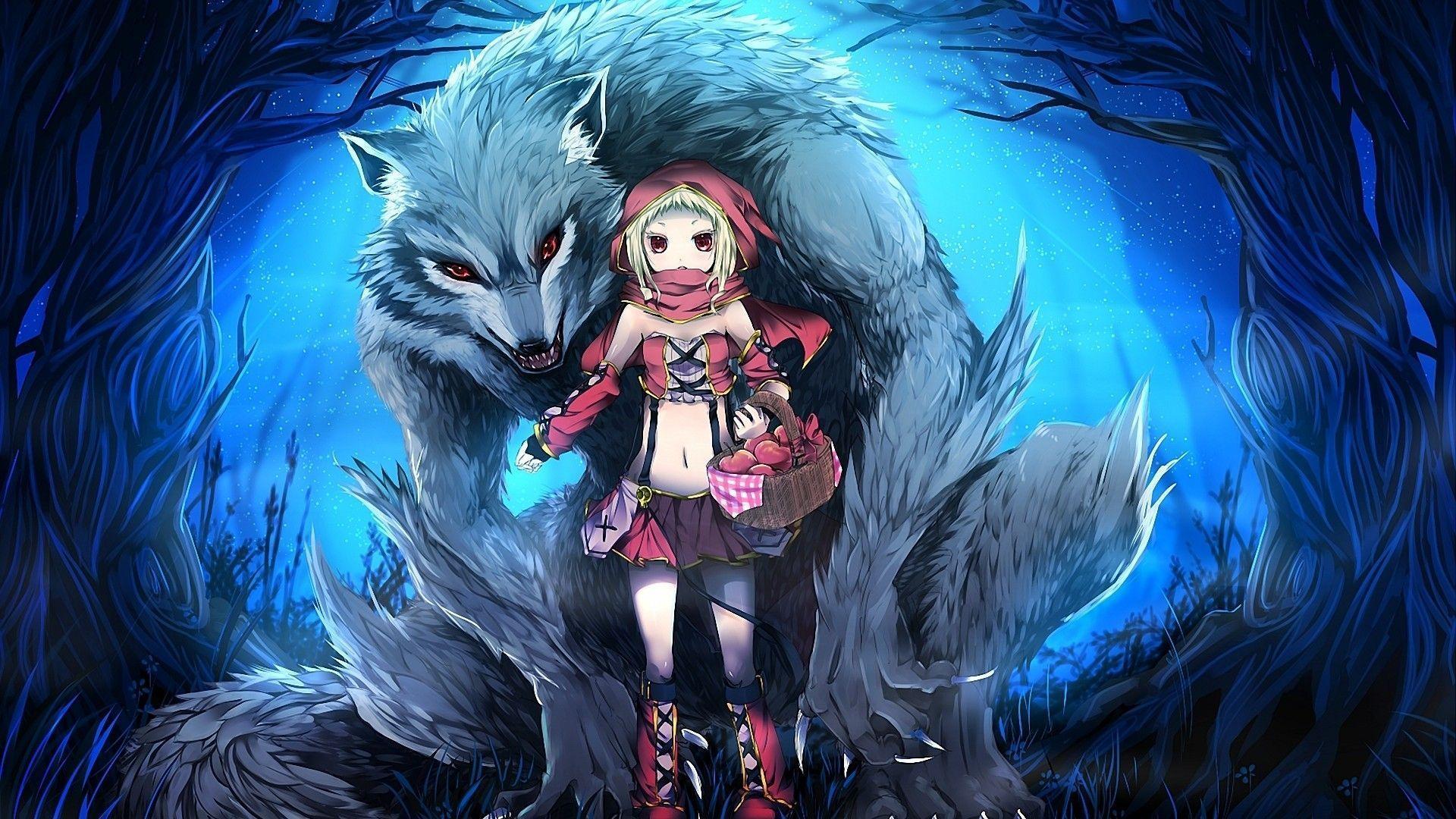 Wolf little red riding hood anime wallpaper